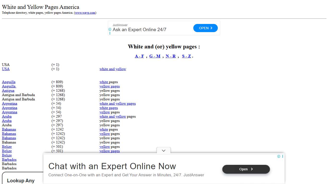 White and Yellow Pages America